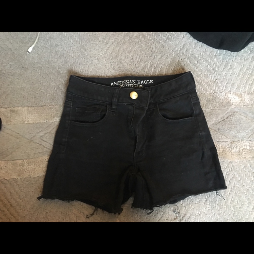 American Eagle black denim shorts